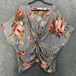 Gray blouse with flowers XL